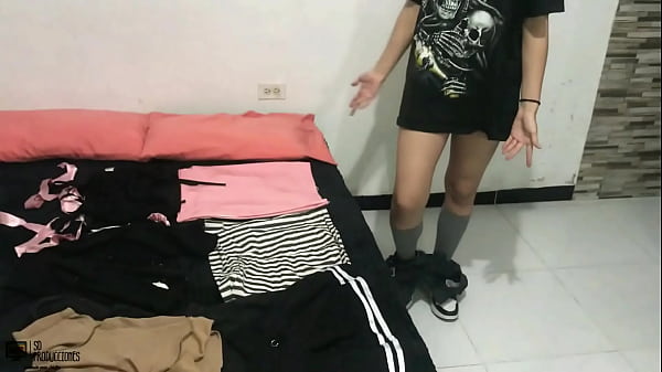 Skinny Latina gets fucked by her stepbrother after the gym. She rides him and takes all the cum