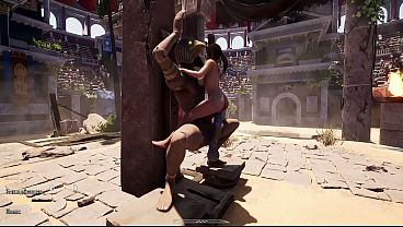 Lara Croft gets her tight pussy fucked by a statue's huge cock. 3D Hentai Game