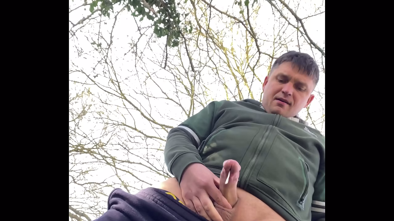sexy boy masturbation on public park woodland have hot cumshot
