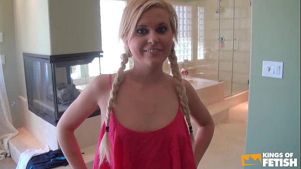 Handsome guy pounds a blonde teen with tight pussy on the bed