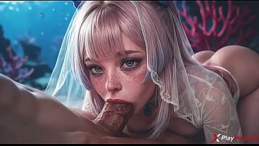 優雅な美女が太いペニスを深くゆっくりと受け入れる [AI]