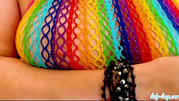 Gresty in kinky boots and fishnet dress