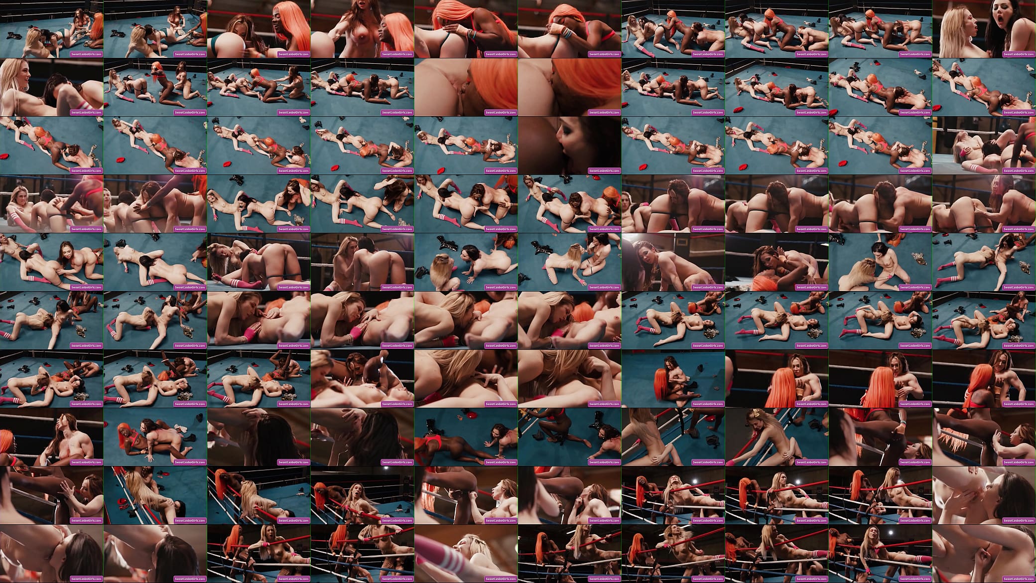 Horny lesbo sluts Aiden Ashley, Ana Foxxx, Whitney Wright, Brandi Mae making out hardcore style on the wrestling ring deep and hard 预览图