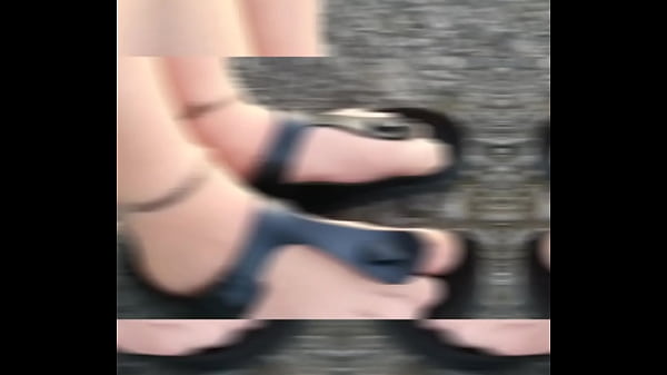 Outside with nylon feet in Birkenstocks