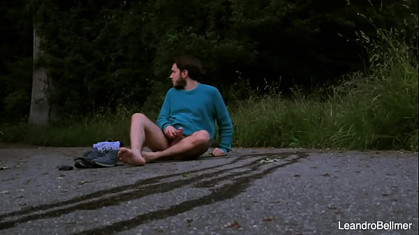 Caught taking a piss and jerking off outdoors -...