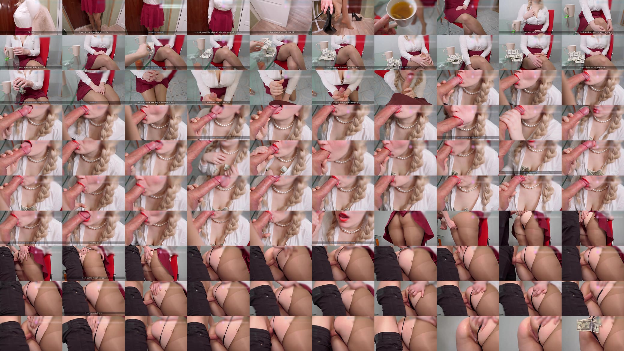 Babysitter student in skirt and stockings sucked big cock and takes creampie in her tight pussy 预览图