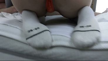 k. They pump his cock dry in the sock and smear the semen with the sock
