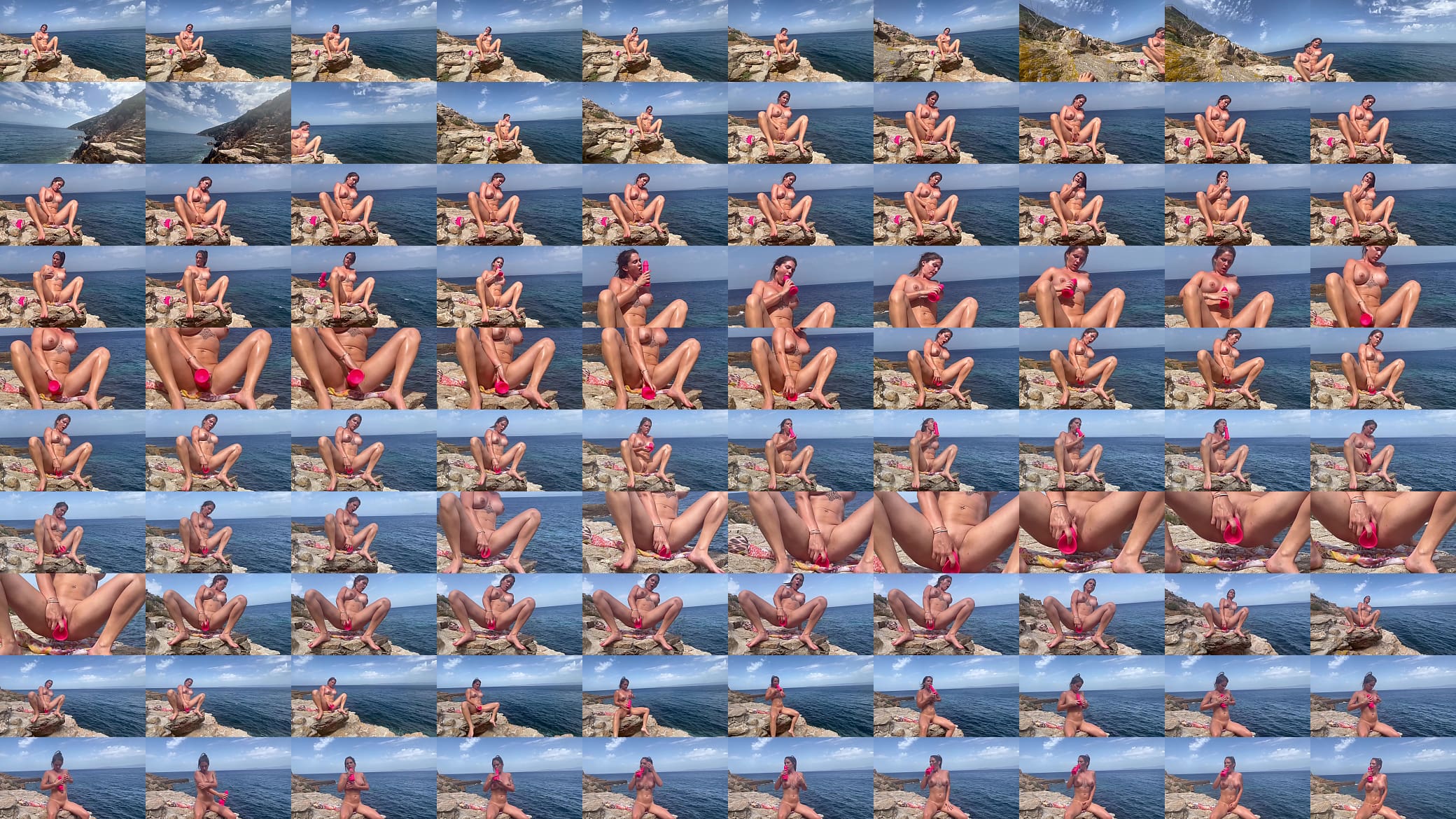 AvaQueen se caresse et se gode sur la plage. La petite fran&ccedil;aise en exhibition publique. 预览图