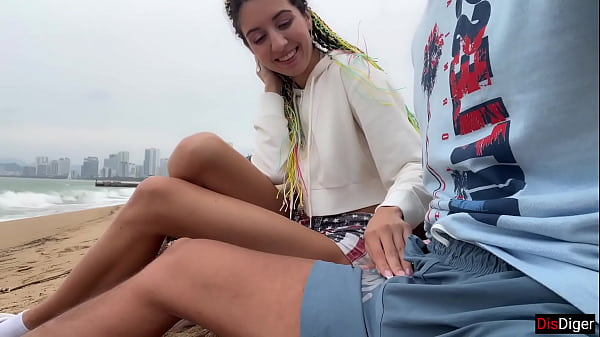 I see you jerking off to me and I want to help you cum! - Cock flashing on public beach