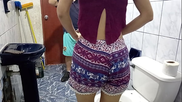 They spied on me in the bathroom and when he took out his dick, I couldn't resist and ended up fucking