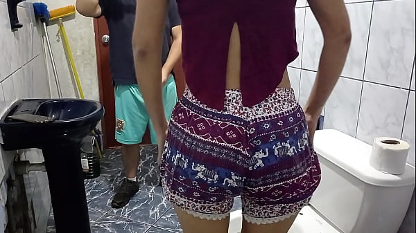 They spied on me in the bathroom and when he took out his dick, I couldn't resist and ended up fucking
