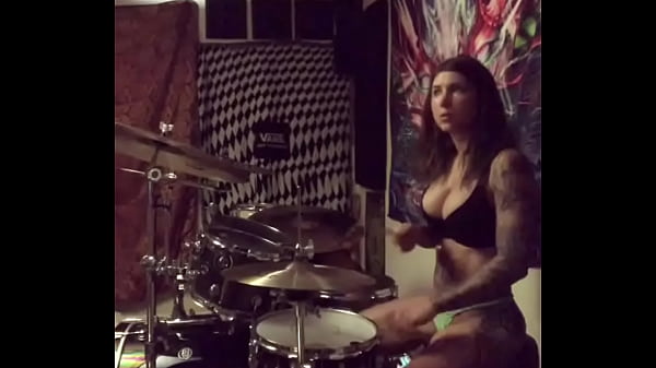 felicity feline drums in her undies at home