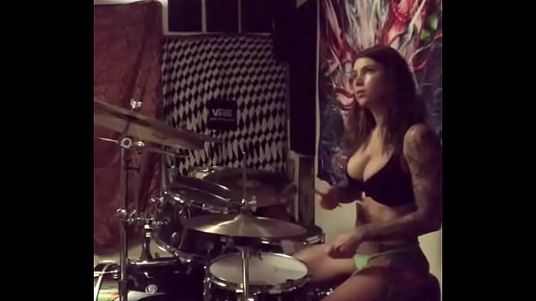 felicity feline drums in her undies at home