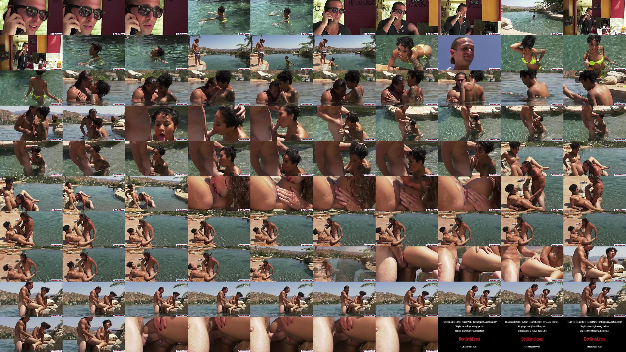 Ebony babe Honey Gold fucks in the pool 预览图