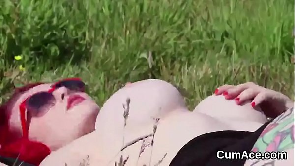 Flirty peach gets cum load on her face swallowing all the cum