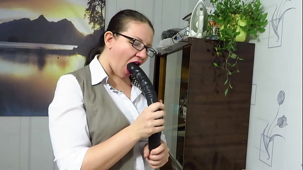 A mature teacher experiences the long black dildo and gets a passionate orgasm. A strict milf shakes natural boobs, a big ass, and fucks a deep vagina. Solo role play and home fetish masturbation.