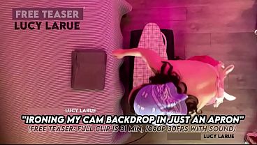 "Ironing My Cam Backdrop in Just an Apron"