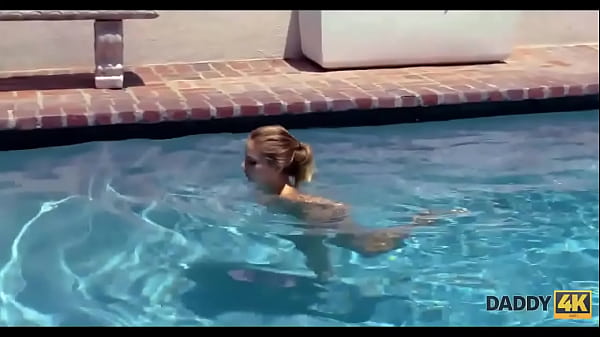 DADDY4K. Skinny nymph copulates with BF's father in the pool