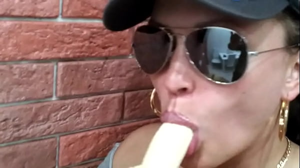Girl shows her skills on banana
