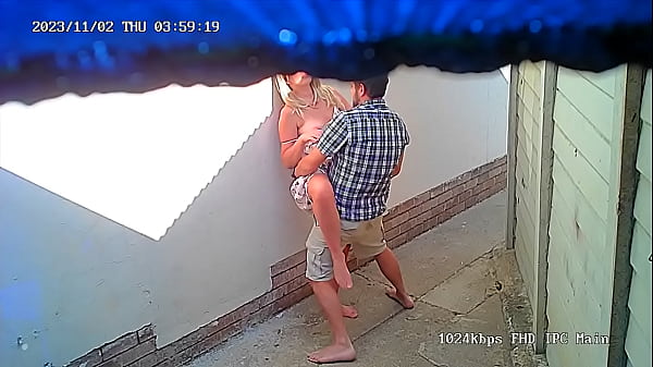 Busted couple caught fucking outside cctv footage