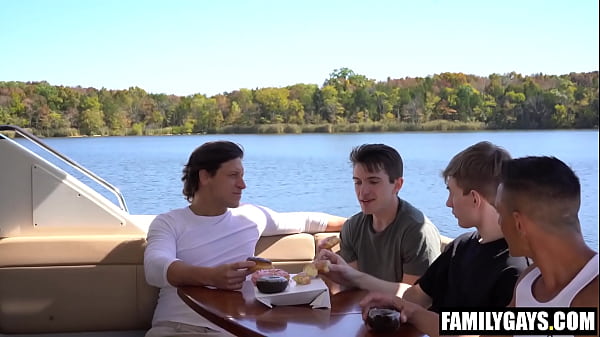 Download Video - Step daddies foursome fuck gay step sons on a boat trip