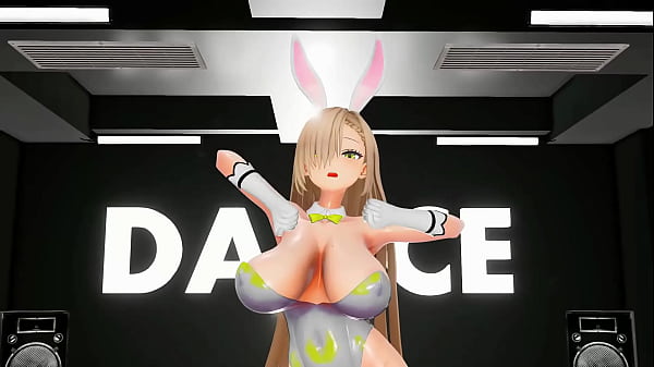 Blue Archive Ichinose Asuna Undress Dancing Hentai Blonde Bunny Girl Big Boobs MMD 3D Yellow Clothes