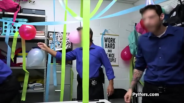 Surprise gangbang party at the security office