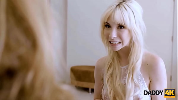 DADDY4K. Tiny blonde sucks and rides dick of grooms dad before wedding