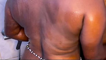 Afro Stepsister joined me in the shower soap fell and I fucked her poking pussy