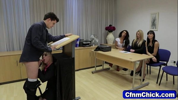 Clothed babe humiliates