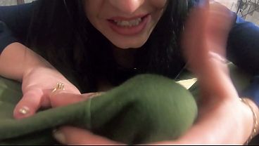 Blowjob in Black Pantyhose &amp; Downjacket – Cum All Over My Puffy Coat 10 min