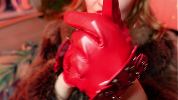 red gloves fetish.. and fur! model