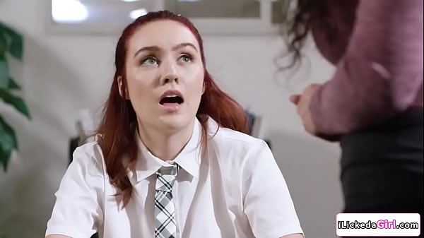 Teen stepdaughter pussy licking big tits stepmom in school