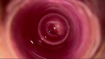 Camera deep inside Mia's teen creamy pussy, Transparent dildo fuck