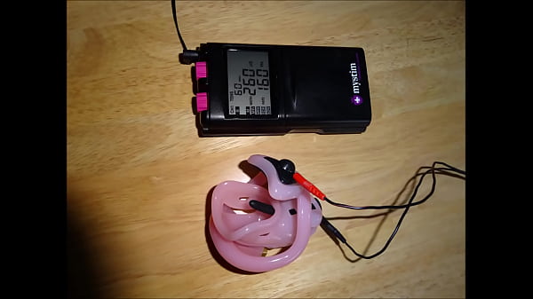 Download Video - Estim e-stim electro cum load milking with chastity device