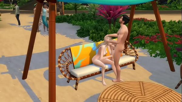 Fucking on a table in a holiday park