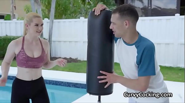 Busty fitness babe works big dick inside