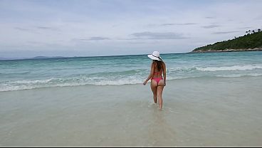 Stroll Through a Tropical Paradise Island Ended with a Wet Blowjob and Intense Sex with a Huge Cumshot in a Hotel Room - Amateur Couple on Vacation POV