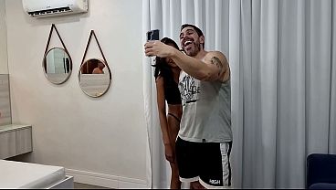 Behind the scenes with the skinny MILF Yasmin Ribeiro suffering as well-endowed men fuck her ass and do DP.