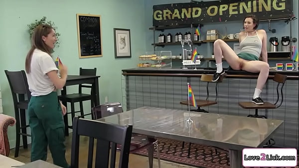 Babes have interracial 4some at a cafe
