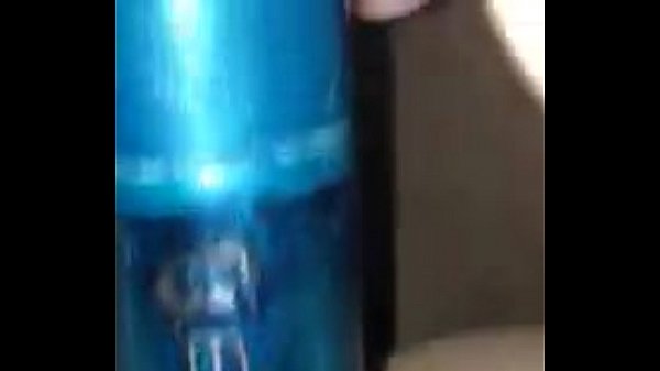 Horny white girl masturbates with can