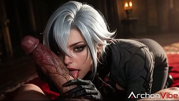 Arlecchino find out that sperm can take the curse out of her hands, so I filled all her wholes to help[AI]
