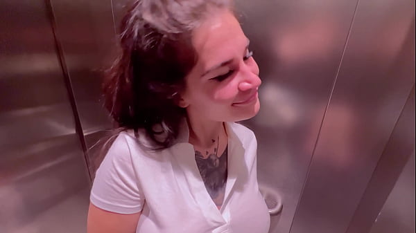 Download Video - Beautiful girl Instagram blogger sucks in the elevator of the store and gets a facial