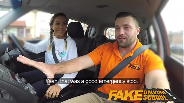 Fake Driving School Busty gym bunny big tits bounce as she squats on cock