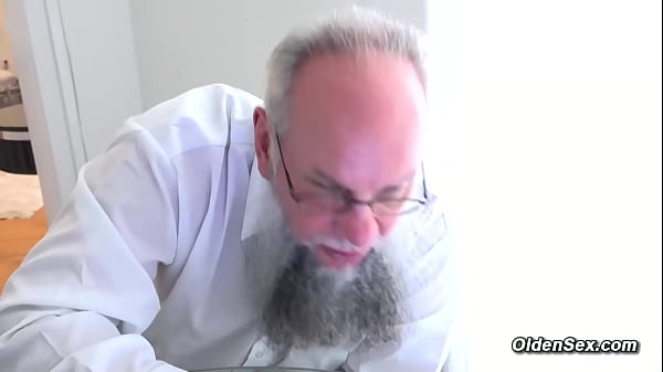 Old man fucks small tits skinny brunette babe