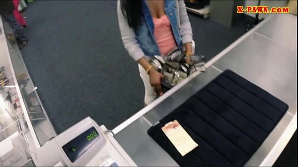 Pretty ebony pounded at the pawnshop for the go...