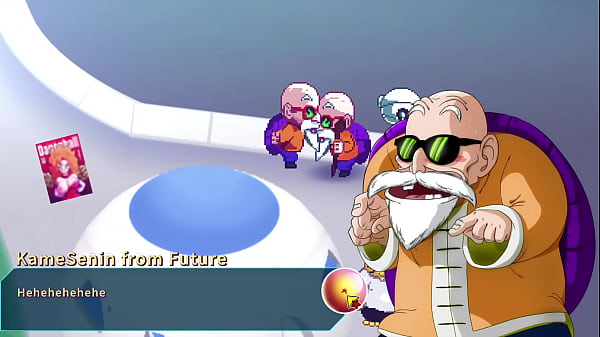 Kame Paradise 2 - Vados shows Master Roshi her huge boobs
