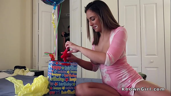 Busty girlfriend gangbanged for her Bday