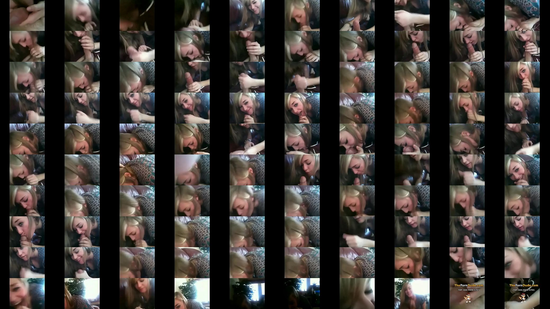 Who is she ? beautiful blonde amateur teen girlfriend does an amazing blowjob on the couch 预览图