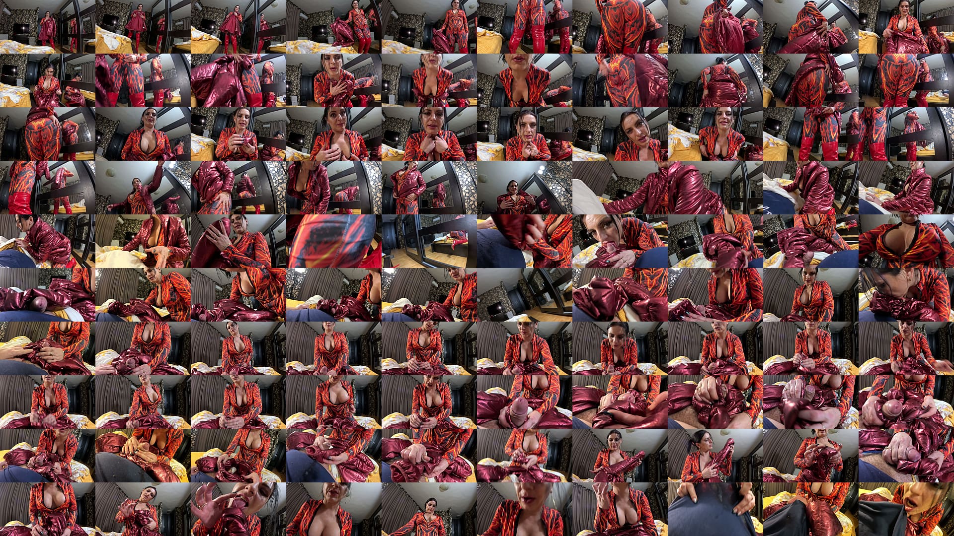Red Nylon Jumpsuit Fetish &ndash; Cameltoe Tease, Deep Blowjob and Cum on My Downjacket 预览图